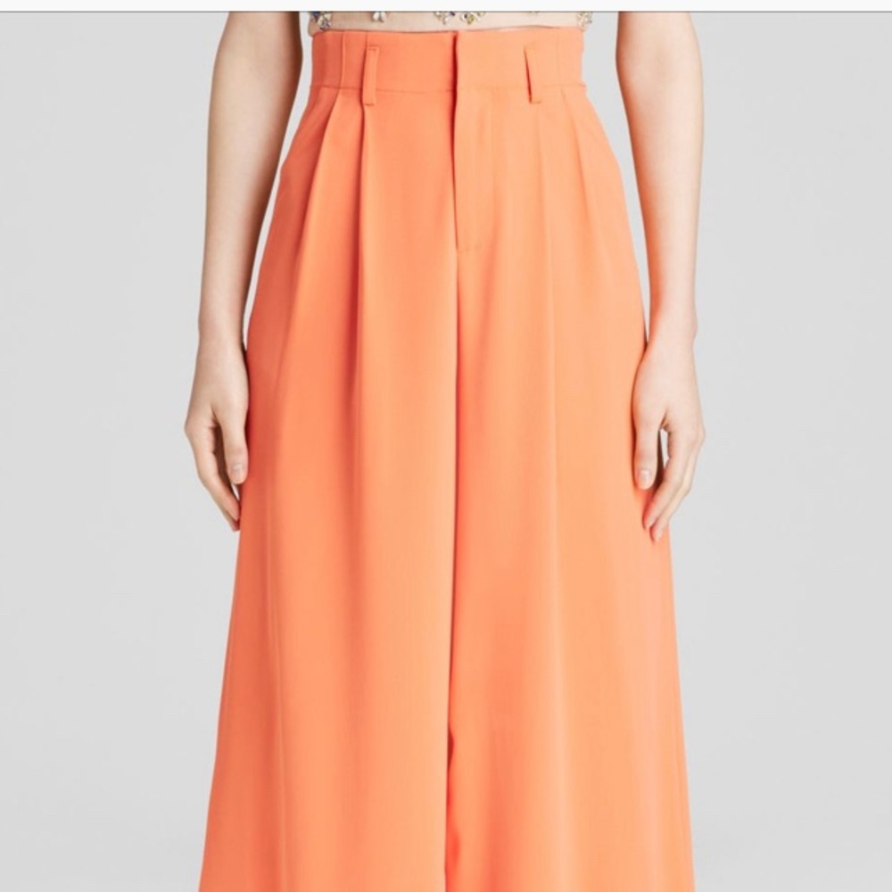 Alice and Olivia wide leg orange trousers